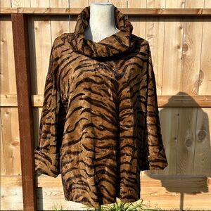 Vintage Fiorucci Tiger Print Faux Fur Sweater